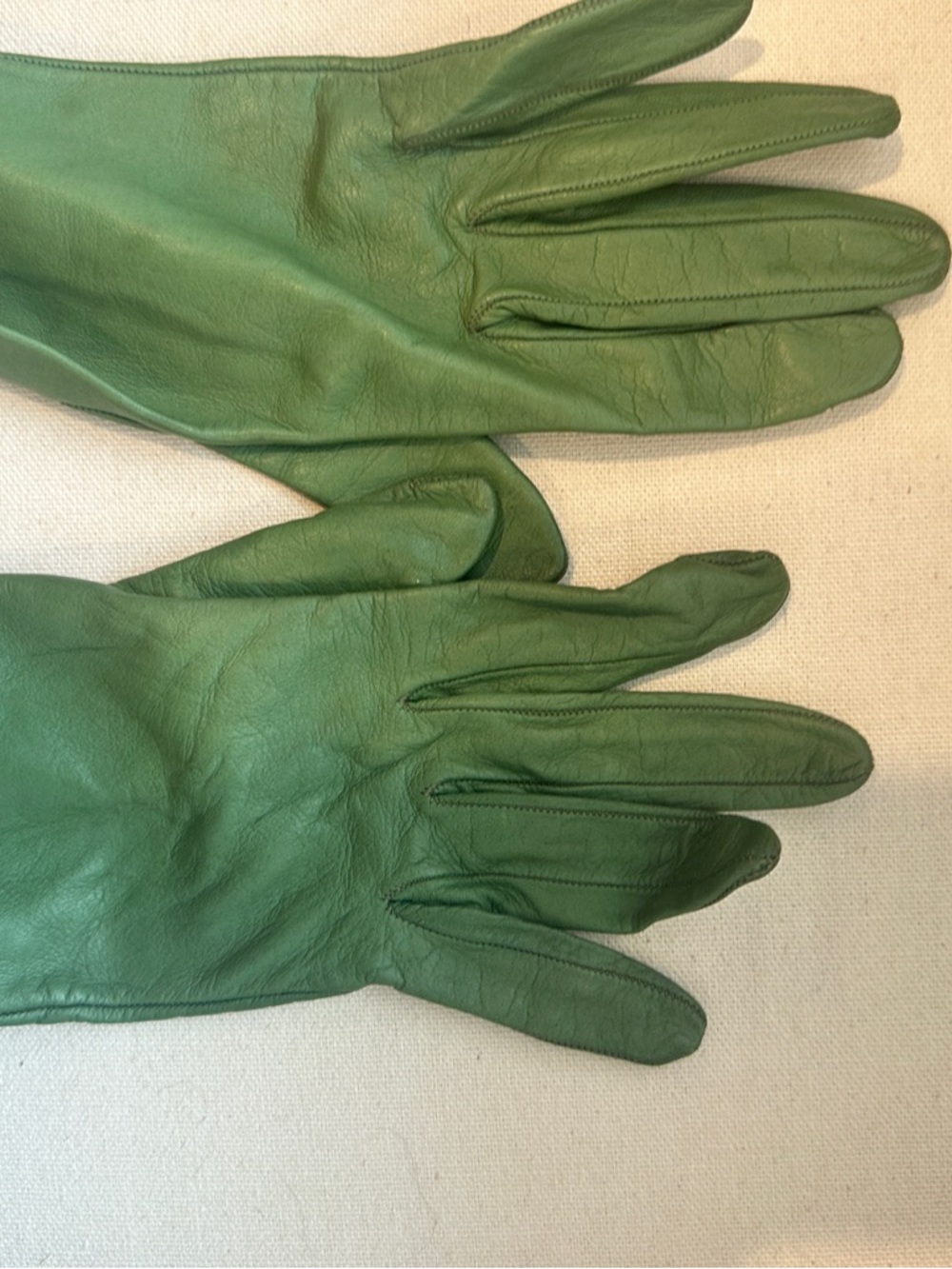Italian women's Classic Leather Gloves in Green size 7